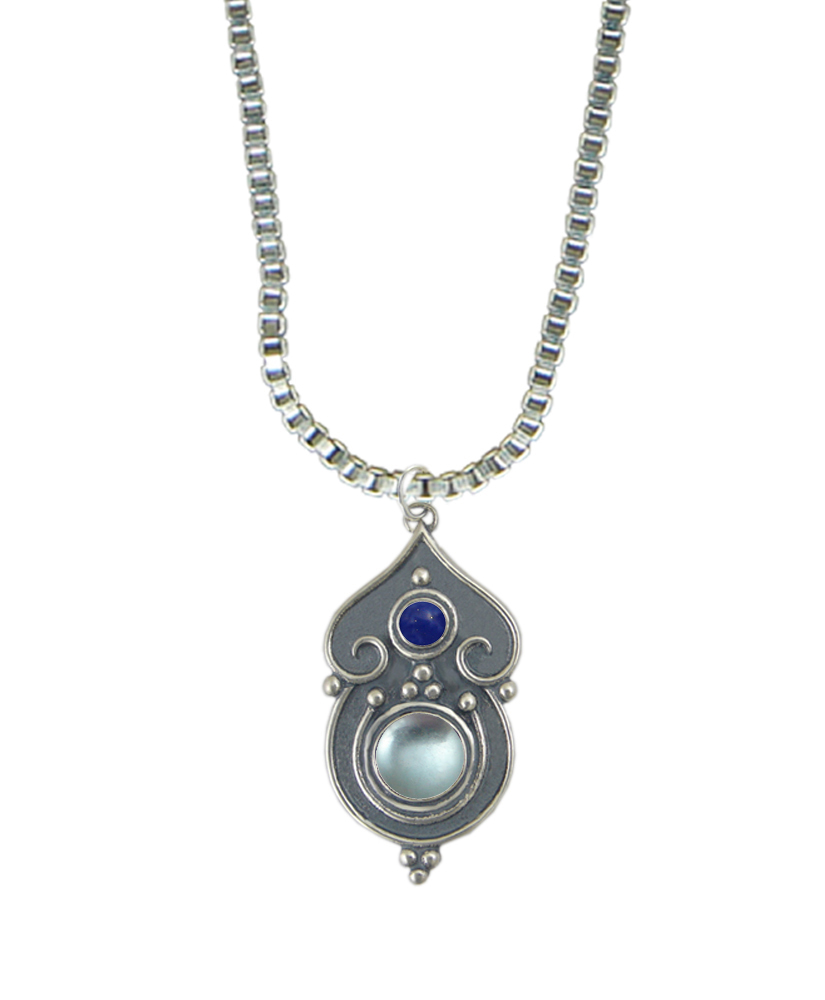 Sterling Silver Necklace Blue Topaz And Lapis Lazuli